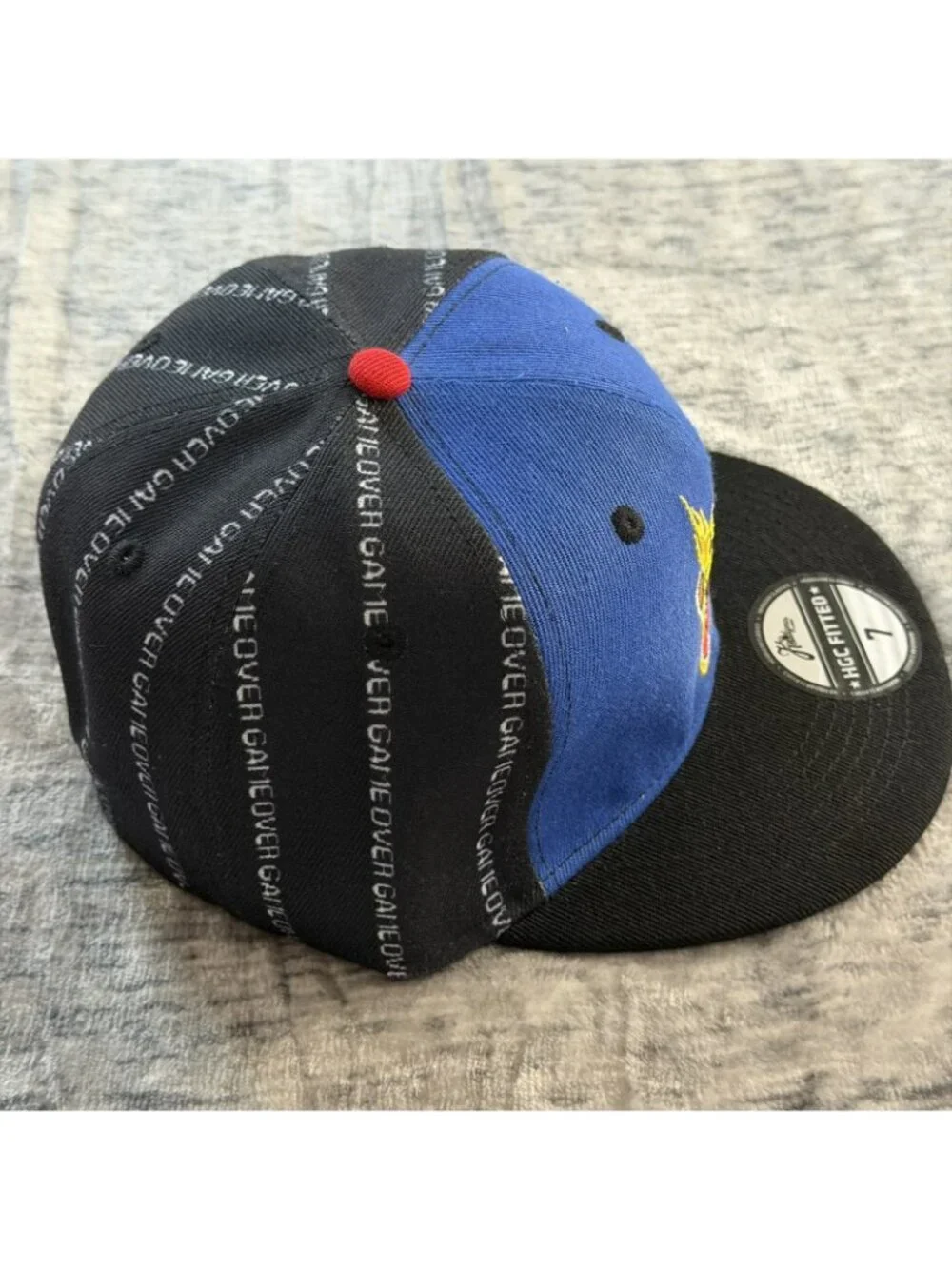 Headgear Classics Pac-Man Fitted Hat Size 7 Blue Black Super Gamer Arcade Cap